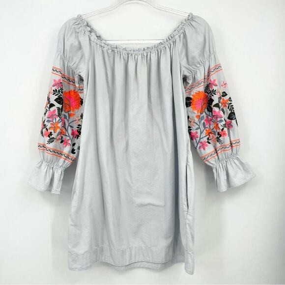 Free People Fleur Du Jour Shift Dress Size XS Embroidered Off Shoulder - Picture 13 of 15